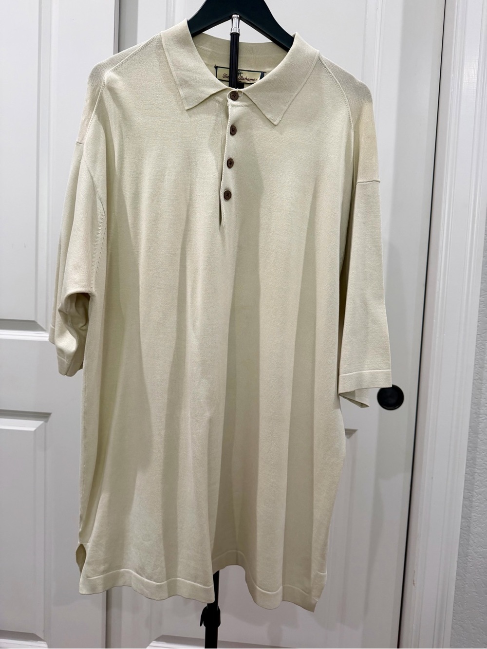 Tommy Bahama Men's Light Cream Polo with Button Placket